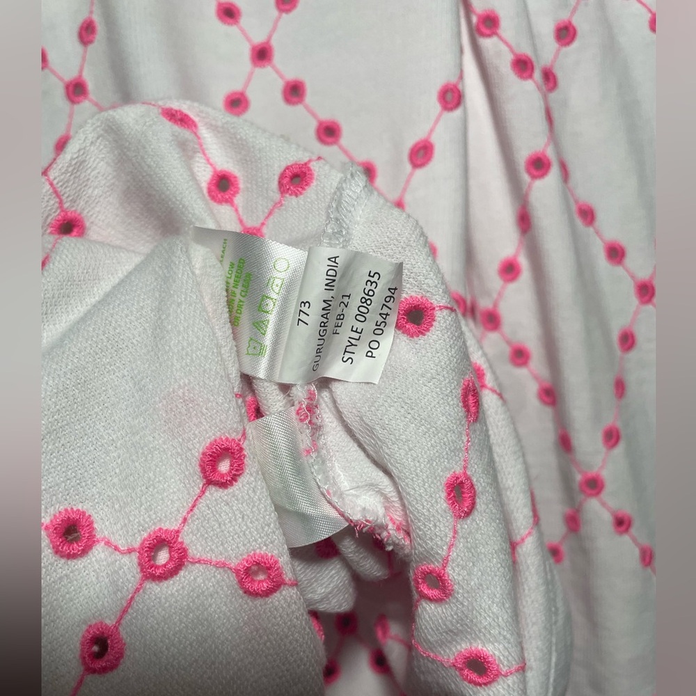 Lilly Pulitzer Jansen Eyelet Sweatshirt Prosecco Pink Oversized Diamond Knit Xs - Picture 6 of 6
